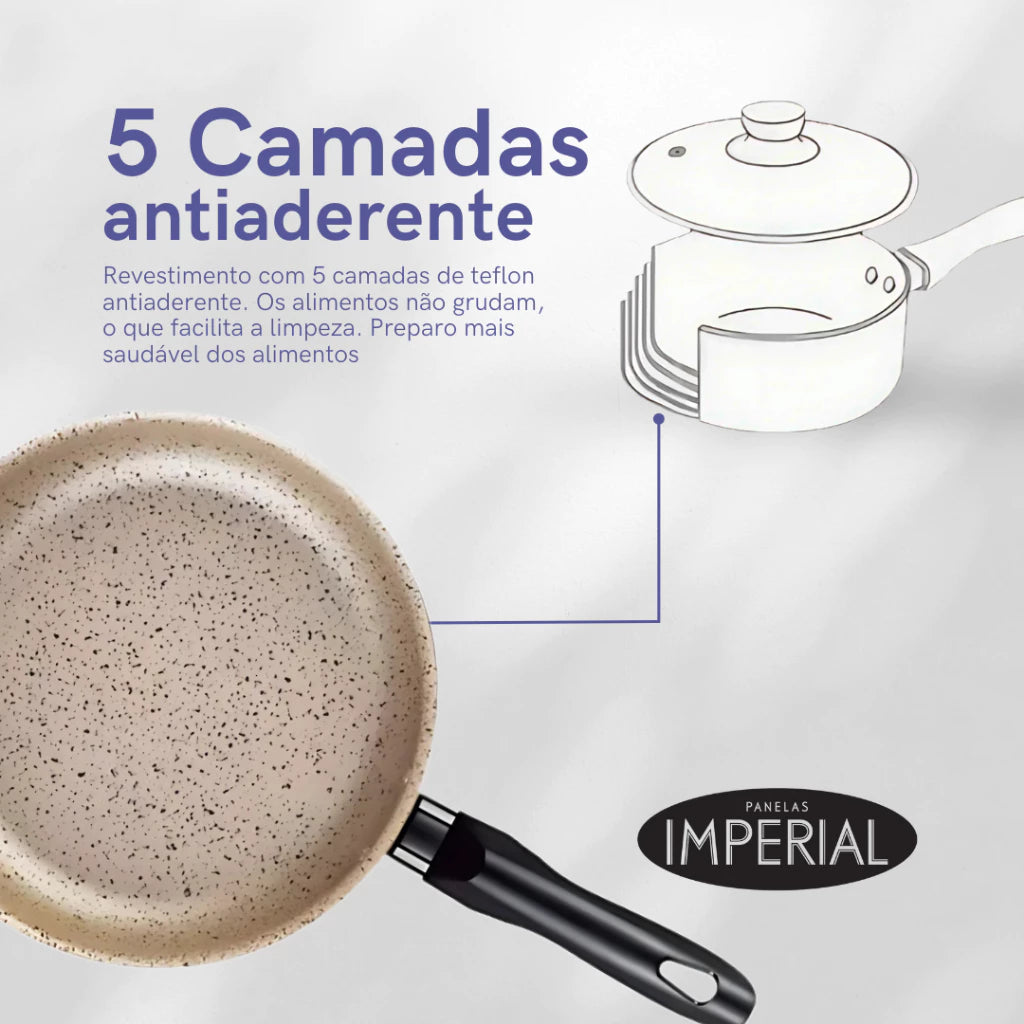 Conjunto De Panelas 10 Peças Antiaderente Caçarola Frigideira Fervedor Cor Coffee Cappuccino + Talheres