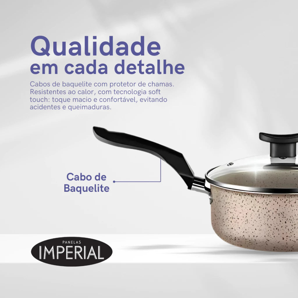 Conjunto De Panelas 10 Peças Antiaderente Caçarola Frigideira Fervedor Cor Coffee Cappuccino + Talheres